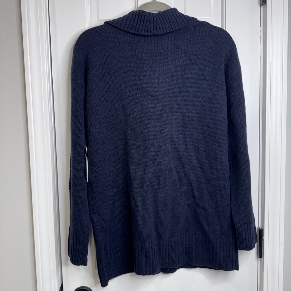Worth New York Wool Cashmere Cardigan Sweater Navy Blue Medium Button Front NWT - Picture 7 of 8